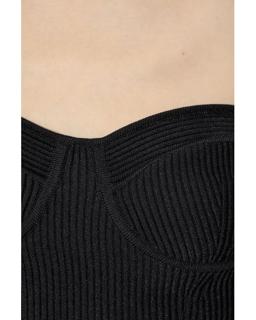 McQueen Black Ribbed Cropped Bustier Top