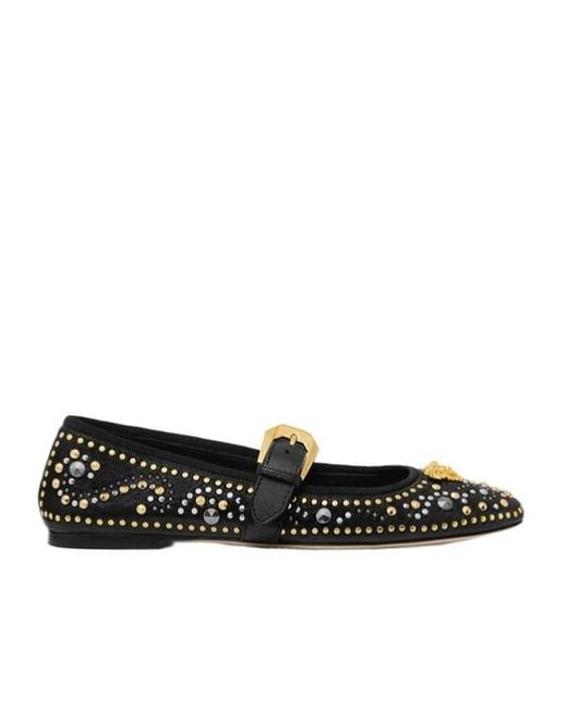 Versace Black Studded La Medusa Ballerinas