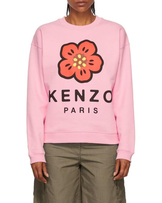 KENZO Pink Graphic Printed Long-Sleeved Sweatshirt