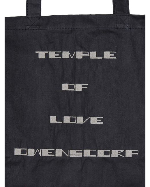 Rick Owens Black Temple Of Love Tote Bag for men
