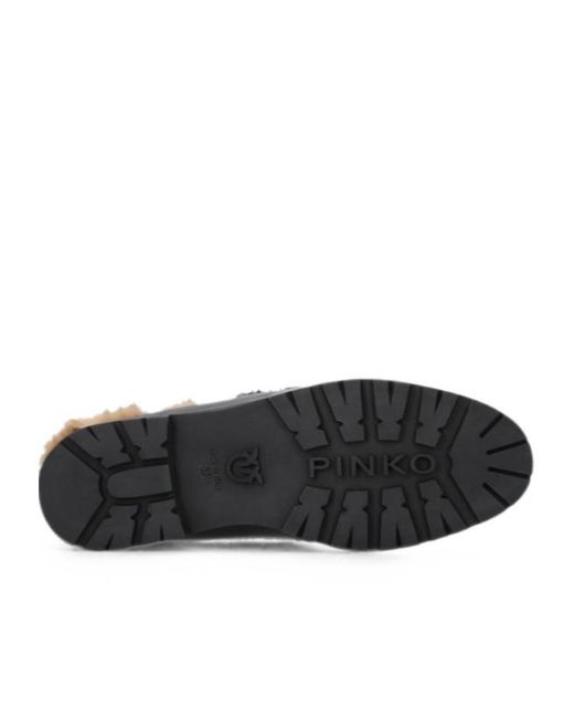 Pinko Brown Shearling-Lined Leather Mules