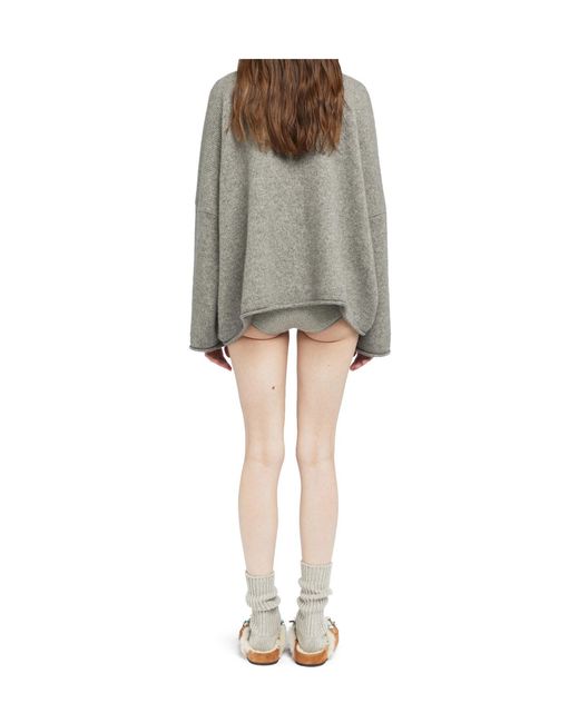 Alanui Gray Ribbed Polo Neck Top