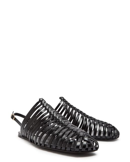 Dries Van Noten Black Leather Flat Shoes