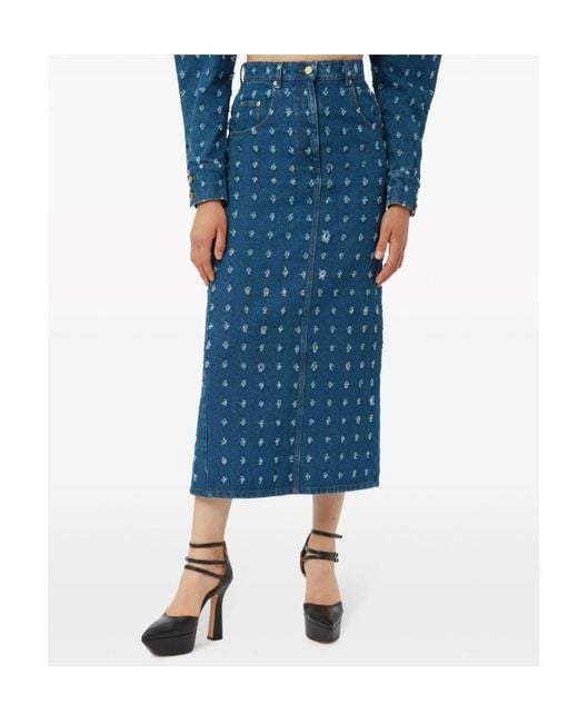 Nina Ricci Blue Distressed Denim Skirt