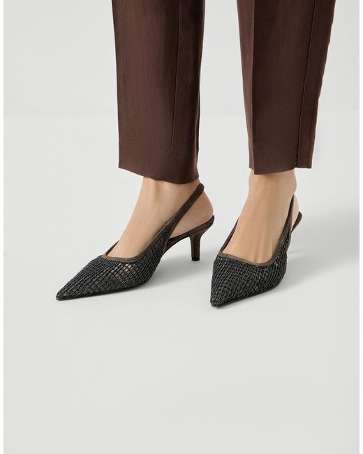 Brunello Cucinelli Multicolor Precious Net Embroidery City Pumps