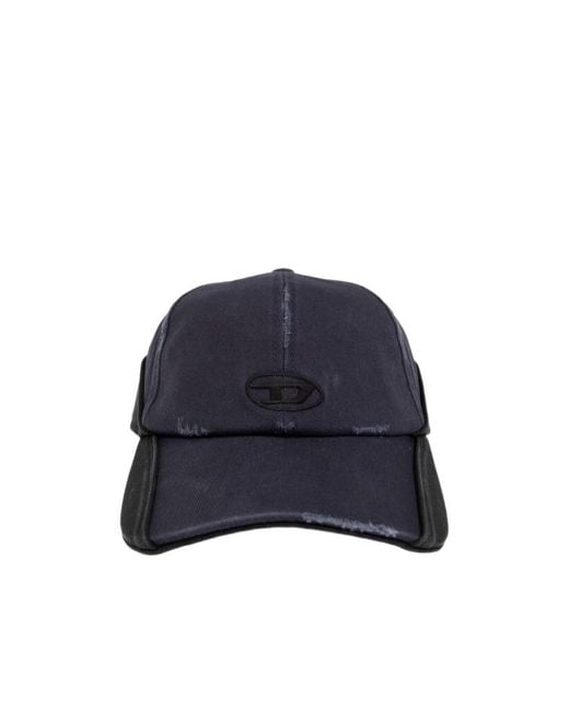DIESEL Blue C-Dale Distressed Baseball Cap for men