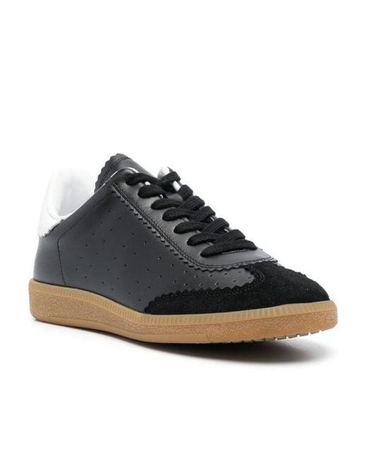 Isabel Marant Black Round Toe Lace-Up Sneakers