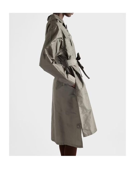 Prada Gray Robe Mi-Longue En Taffetas