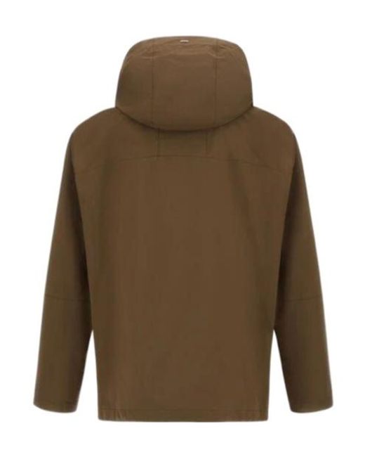 Herno Green Flap-Pocket Hooded Jacket for men