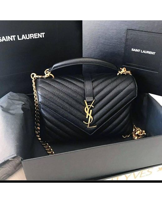 Saint Laurent Black College Medium Shoulder Bag