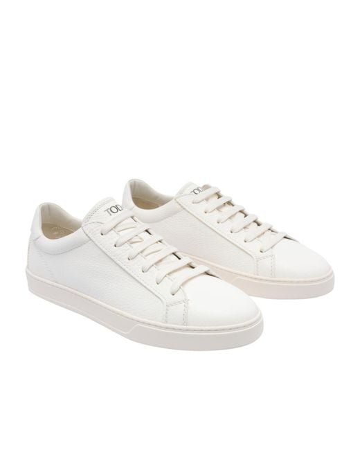 Tod's White Allacciata Cassetta Lace-Up Sneakers for men