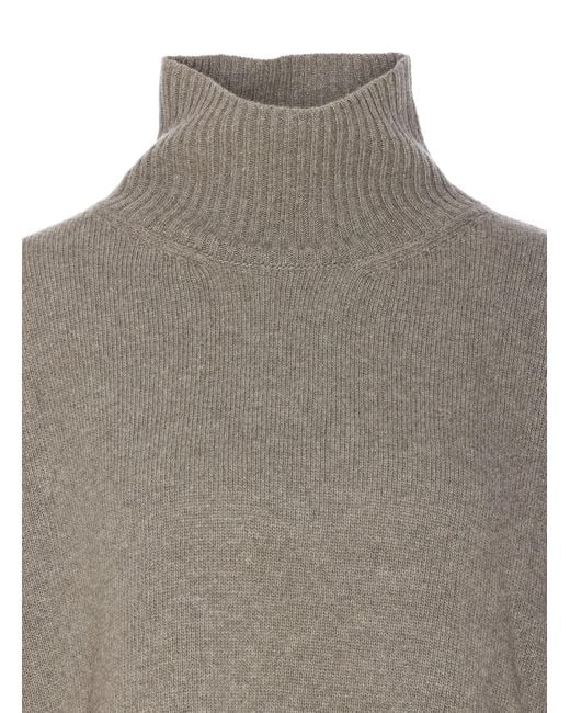 Roberto Collina Gray Turtleneck Long-Sleeved Sweater