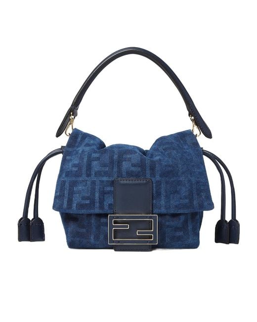 Fendi Blue Mamma Baguette Small Shoulder Bag