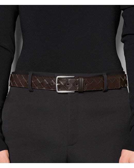 Bottega Veneta Black Intrecciato Belt for men