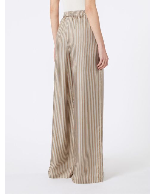Max Mara Natural Ladino Striped Wide-Leg Trousers