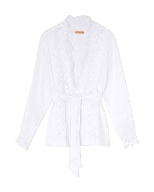 Ermanno Scervino White Lace-Detailed Blouse