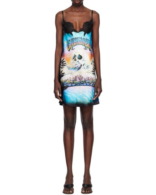 Casablanca Blue 'La Prémonition' Lace Slip Minidress