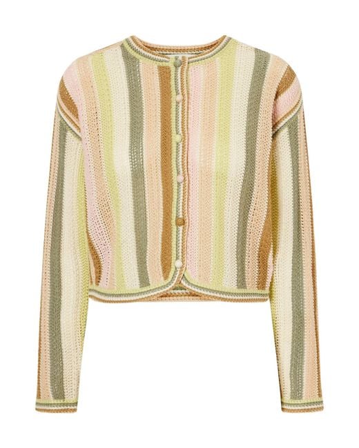 Zimmermann Metallic Indra Stripe Crochet Cardigan
