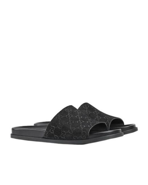 Gucci Black Logo Detailed Slide Sandals for men
