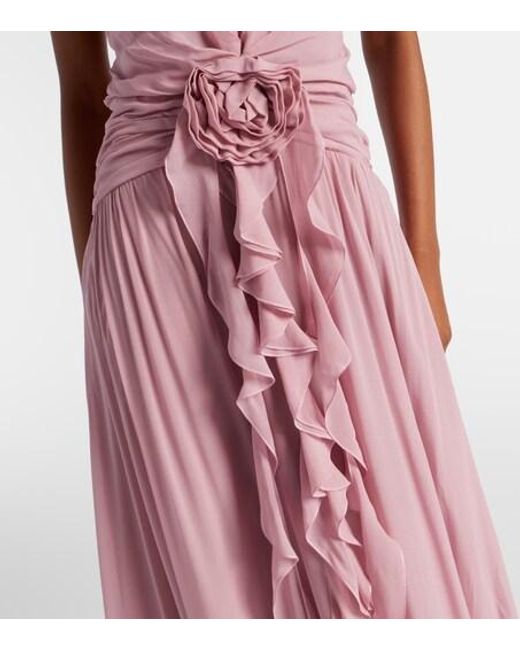Blumarine Pink Ruffled Georgette Gown