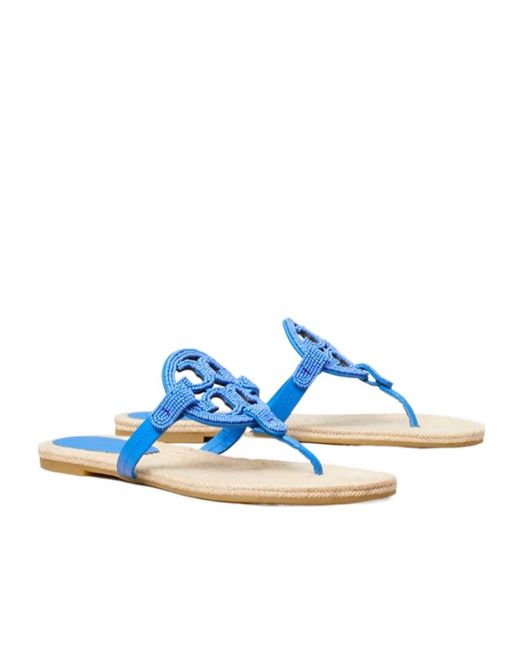 Tory Burch Blue Miller Beaded Espadrilles