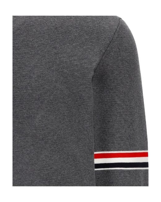 Thom Browne Gray Color-Block Crewneck Sweater for men