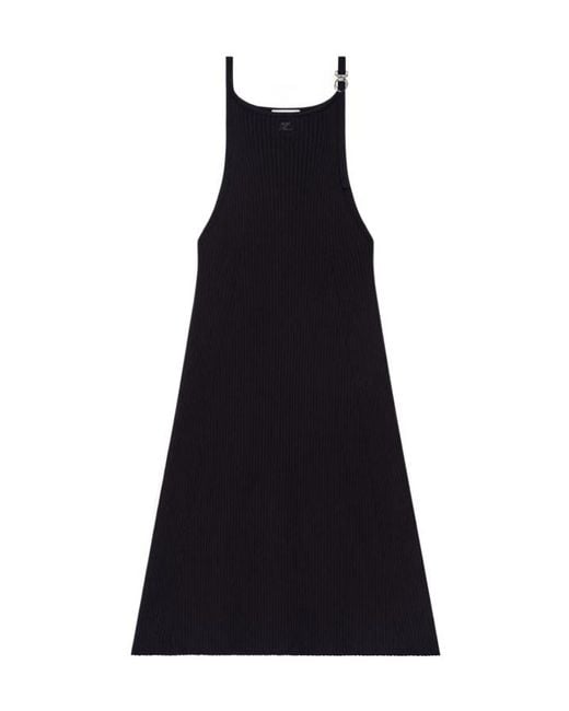 Courreges Black Courrèges Buckle Rib Knit Drss