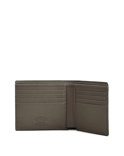 Tod's Gray Logo-Plaque Bi-Fold Wallet for men