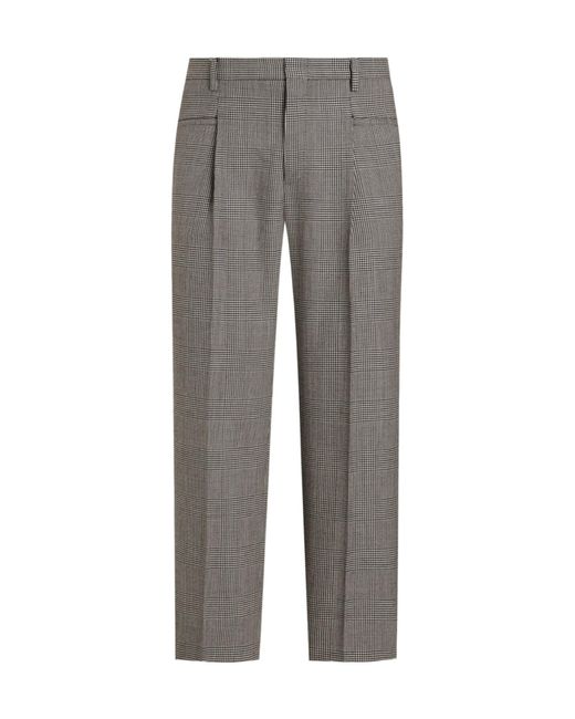 Dolce & Gabbana Gray Pleat Detailed Straight-Leg Trousers for men