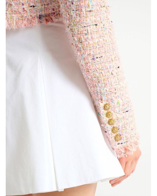 Balmain Pink Tweed Cropped Jacket