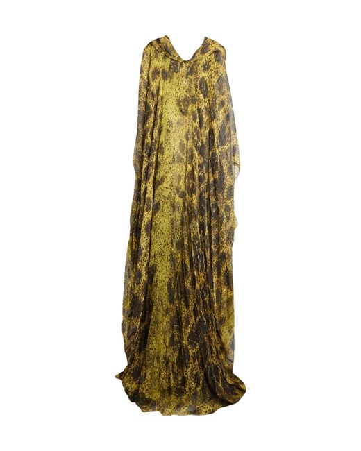 Rick Owens Green Colorful Long-Sleeve Hooded Maxi Dress