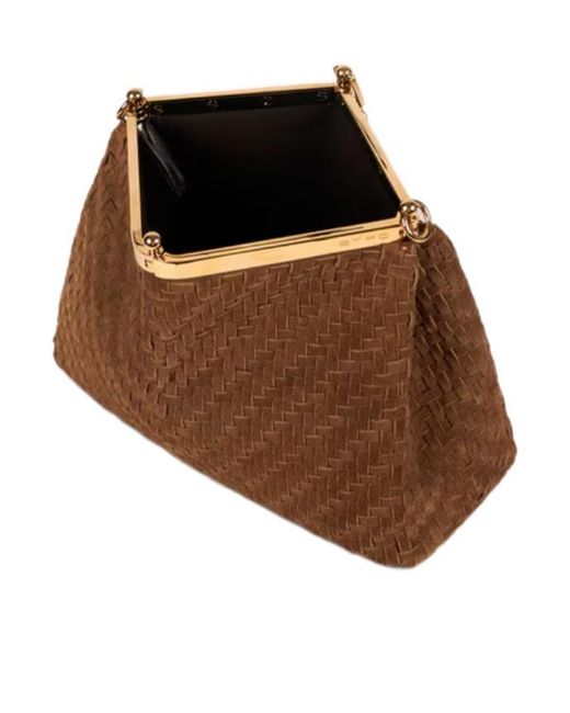 Etro Brown Medium Woven Vela Bag