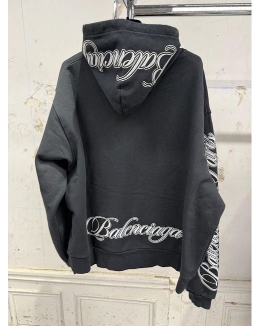 Balenciaga Blue Cursive Oversized Hoodie for men