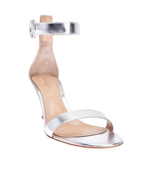 Gianvito Rossi White Logo High-Heeled Sandals