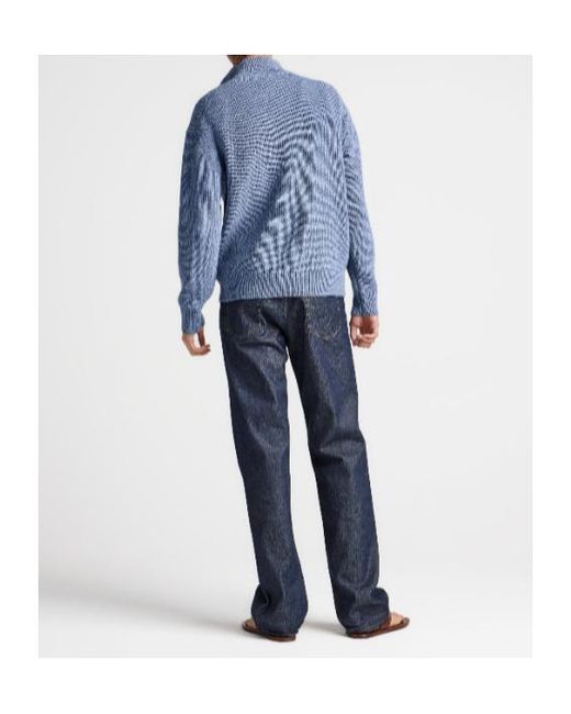 J.W. Anderson Blue Jw Anderson Ribbed Half-Zip Knitted Sweater for men