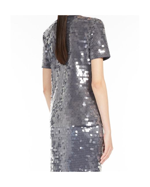 Sportmax Gray Kibbutz Allover Sequin Embellished T-Shirt