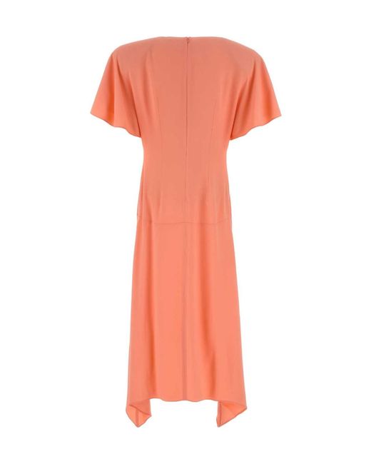 Stella McCartney Pink V-Neck Midi Satin Dress