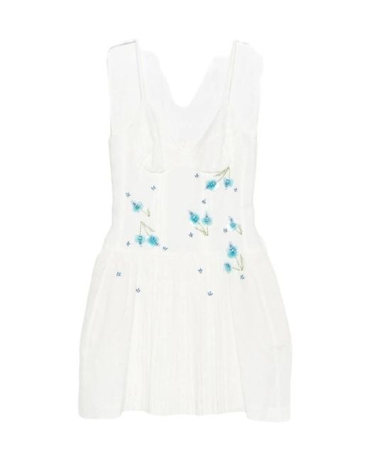 ShuShu/Tong White Floral Pleated Mini Dress