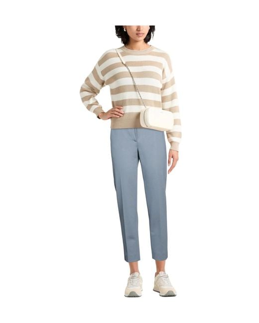 Max Mara Blue Solid Stretch Fitted Trousers