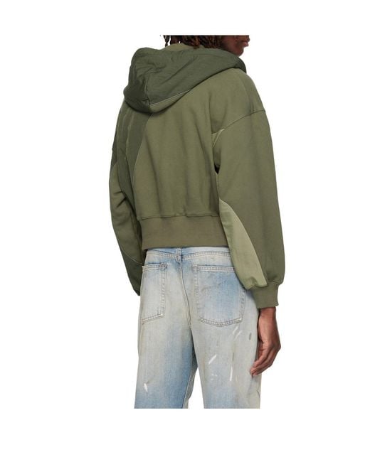 ANDERSSON BELL Green Patchwork Ma-1 Zip-Up Hoodie for men