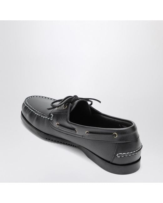 Paraboot Black Almond Toe Lace-Up Shoes for men
