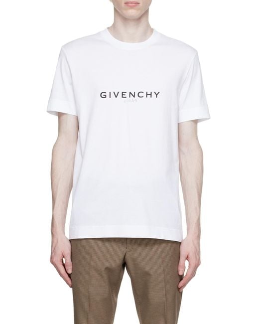 Givenchy White Logo Printed Crewneck T-Shirt for men