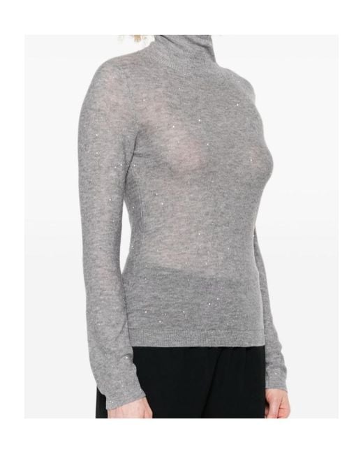 Fabiana Filippi Gray Sequin High Neck Jumper