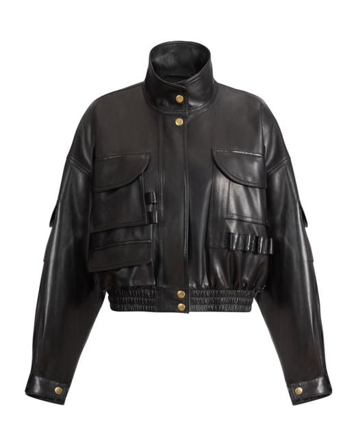 Balmain Black Lambskin Bomber Jacket