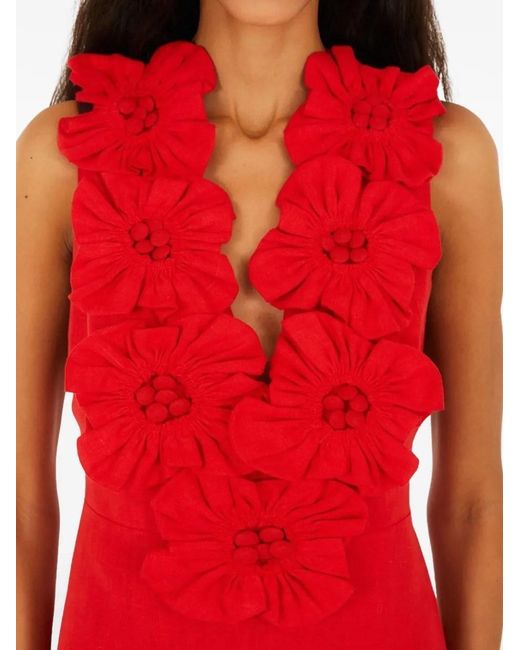 Farm Rio Red 3D Floral Maxi Dress