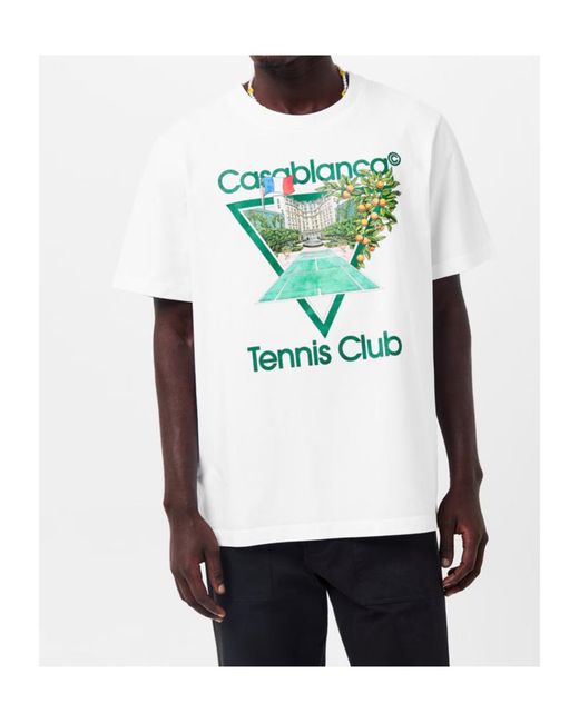 Casablanca White Logo Crew Neck T-Shirt for men