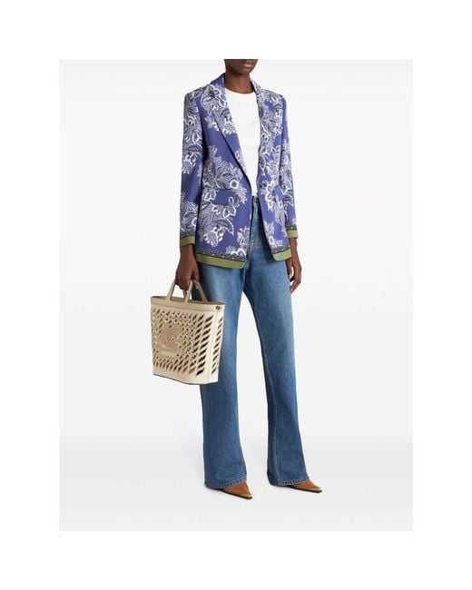 Etro Blue Printed Cady Jacket