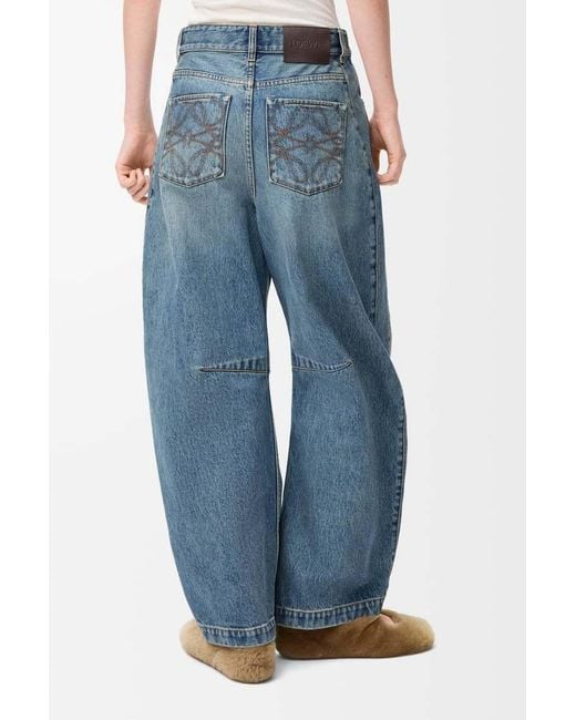Loewe Blue Barrel Anagram Embroidered Jeans