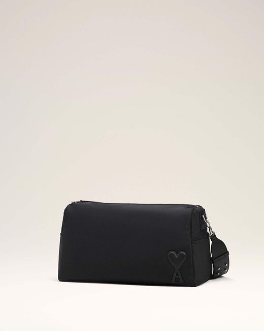 AMI Black Logo Patch Large Shoulder Bag for men