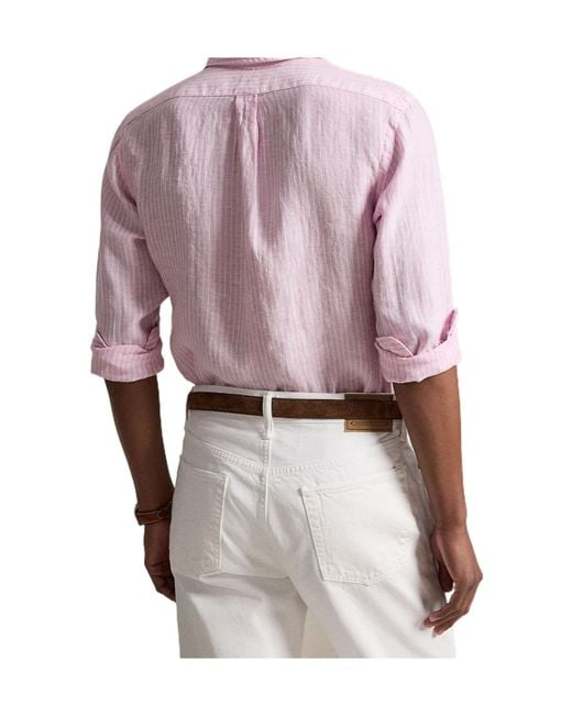 Polo Ralph Lauren Pink Striped Button-Down Shirt for men